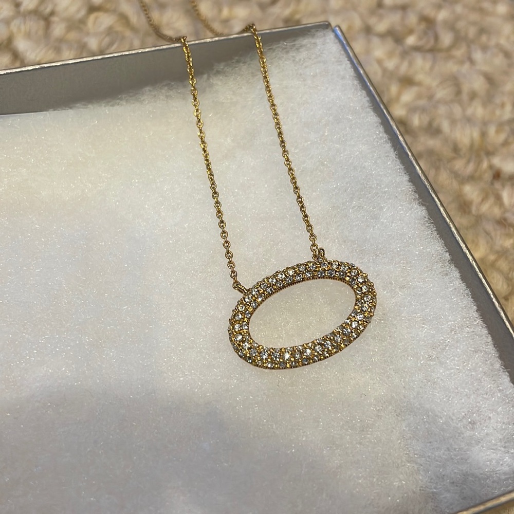 Nadri oval pave gold necklace 16”